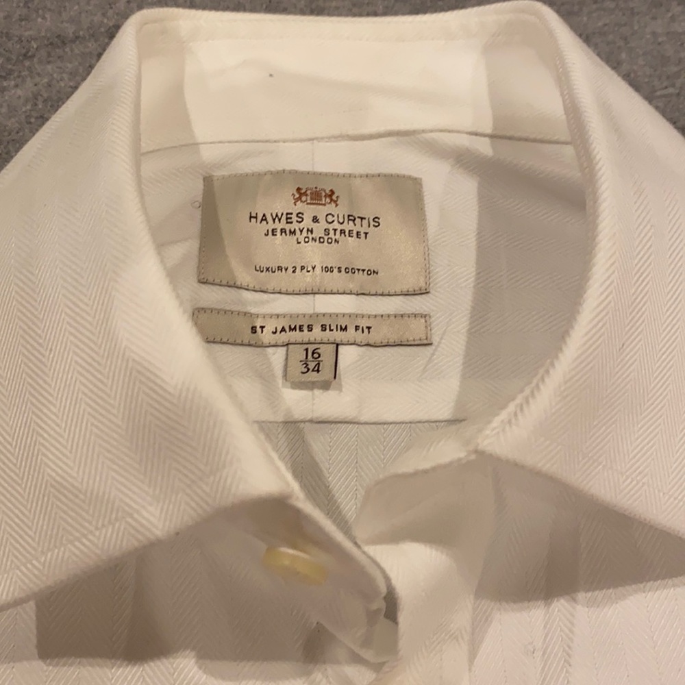Hawes & Curtis slim white herringbone dress shirt